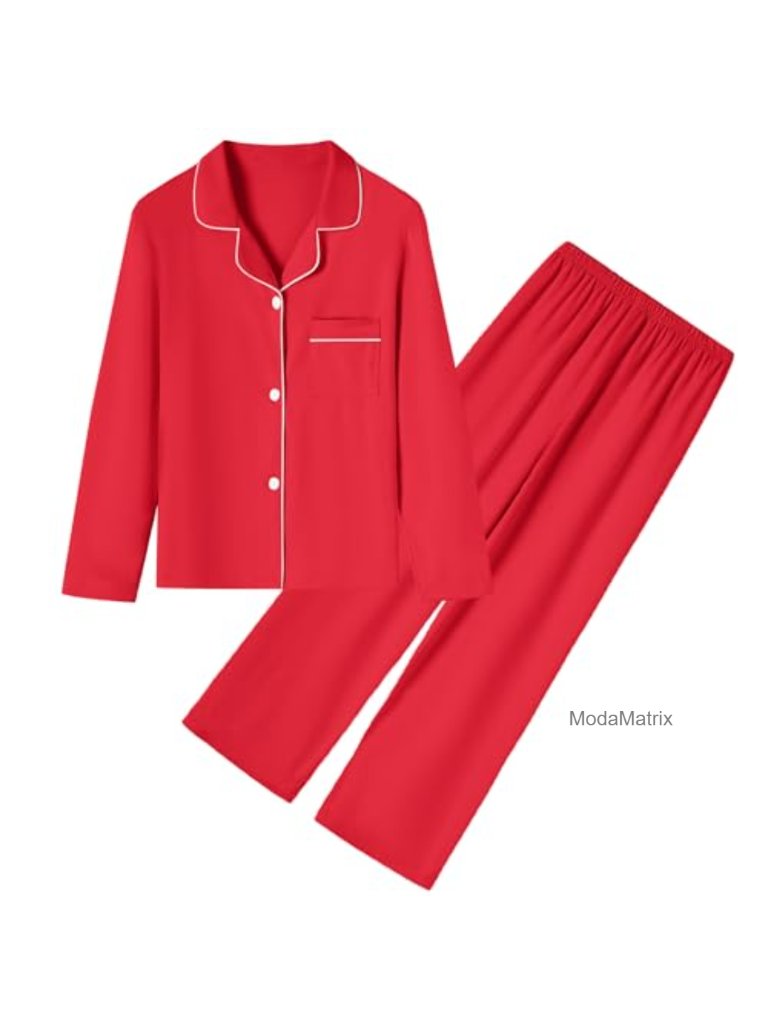 Girls Lyocell Pajama Set Long Sleeve Button Down 2 Piece